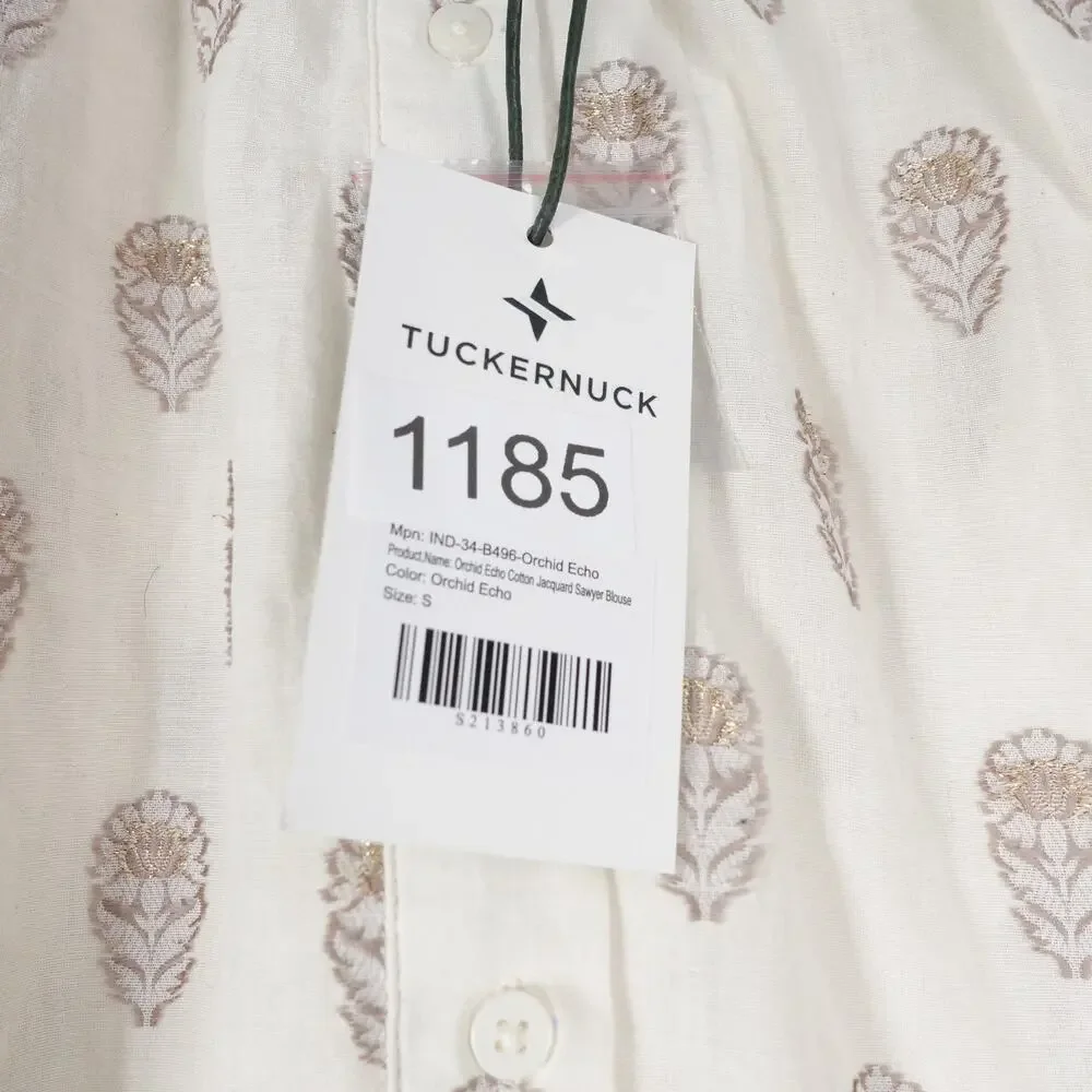 New Tuckernuck Orchid Echo Cotton Jacquard Cream Sawyer Blouse Boho Coastal $188